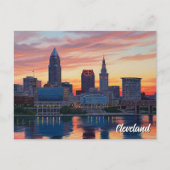 Cleveland Ohio Skyline Sunset Briefkaart (Voorkant)