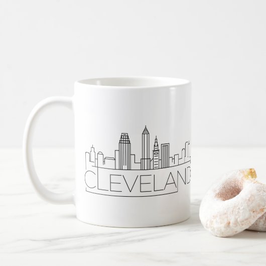 Cleveland, Ohio | Stad gestileerde Skyline Koffiemok (Met donut)