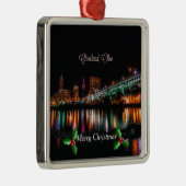 Cleveland, Ohio stadsgezicht, Prettig Kerstmis Met Metalen Ornament (Rechts)