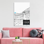 Cleveland, Ohio Stadsplattegrond + Markeer Uw Loca Canvas Afdruk (Insitu (Woonkamer))
