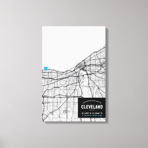 Cleveland, Ohio Stadsplattegrond + Markeer Uw Loca Canvas Afdruk