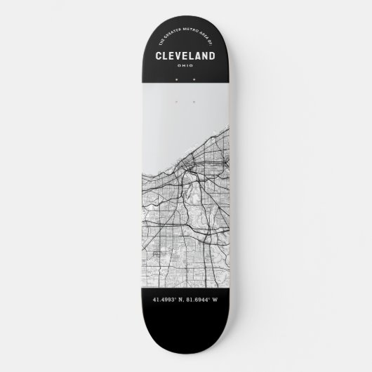 Cleveland, Ohio Stadsplattegrond Skateboard (Voorkant)