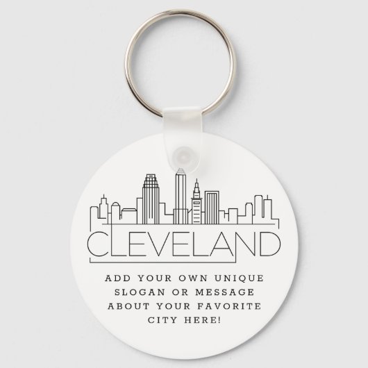 Cleveland, Ohio Stylized Skyline | Aangepaste slog Sleutelhanger (Voorkant)