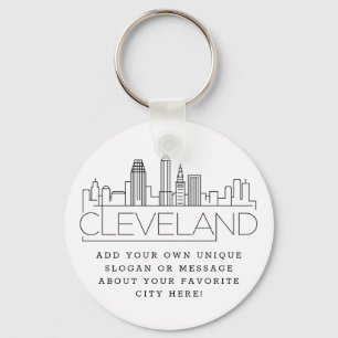 Cleveland, Ohio Stylized Skyline  Aangepaste sloga Sleutelhanger