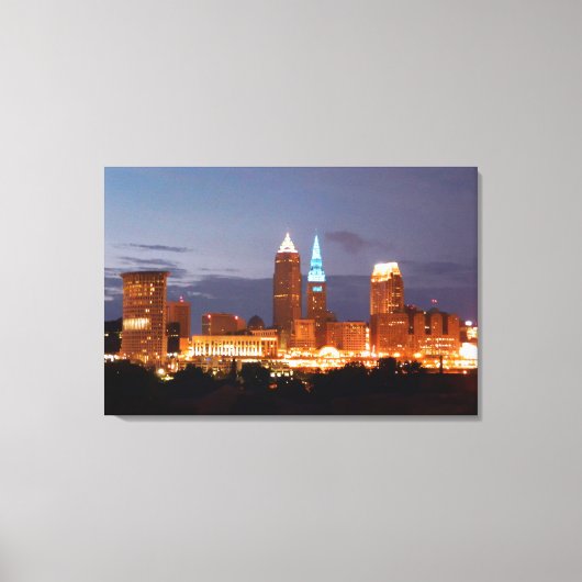 Cleveland, Ohio Terminal Tower Blauw Canvas Print (Voorkant)