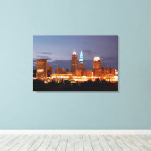 Cleveland, Ohio Terminal Tower Blauw Canvas Print (Insitu (Houten vloer))