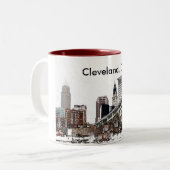 Cleveland, Ohio Tweekleurige Koffiemok (Voorkant links)