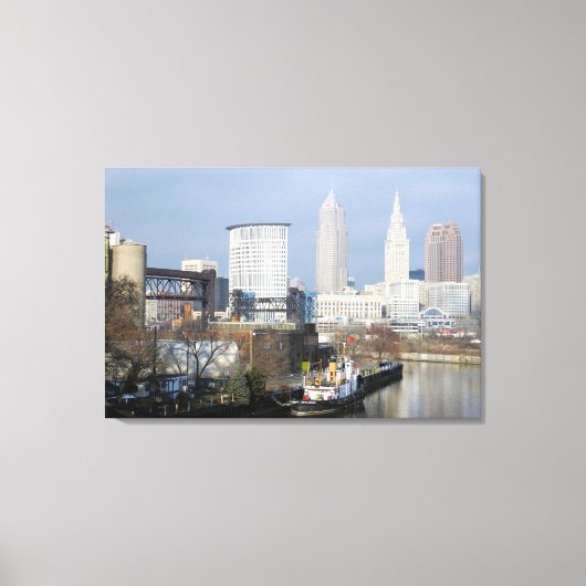 Cleveland, Ohio (Uitzicht van de rivier) Canvas Afdruk (Voorkant)