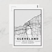 Cleveland Ohio USA Travel City Map Briefkaart (Voorkant / Achterkant)