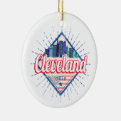 Cleveland Ohio Verenigde Staten Skyline  Verenigde Keramisch Ornament (Rechts)