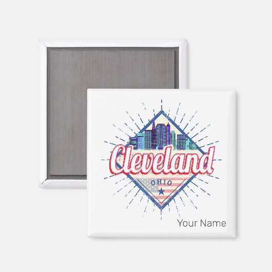 Cleveland Ohio Verenigde Staten Skyline  Verenigde Magneet (Voorkant / Achterkant)