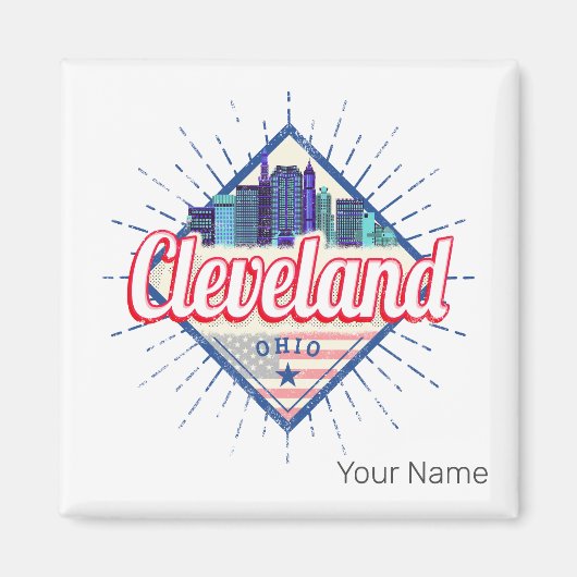 Cleveland Ohio Verenigde Staten Skyline  Verenigde Magneet (Voorkant)