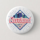 Cleveland Ohio Verenigde Staten Skyline  Verenigde Ronde Button 5,7 Cm (Voorkant)