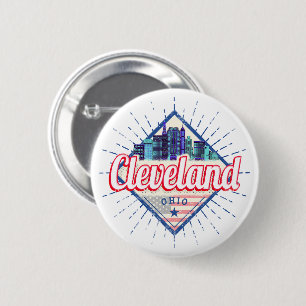 Cleveland Ohio Verenigde Staten Skyline  Verenigde Ronde Button 5,7 Cm