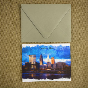 Cleveland Ohio Verenigde Staten Waterverf Cityscap Briefkaart