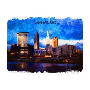 Cleveland Ohio Verenigde Staten Waterverf Cityscap Magneet