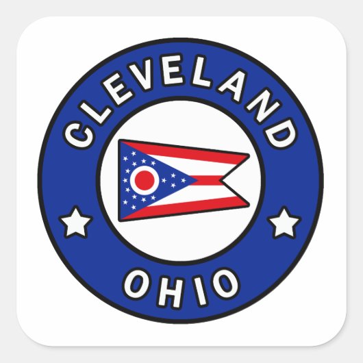 Cleveland Ohio Vierkante Sticker (Voorkant)
