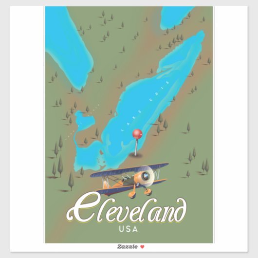 Cleveland,Ohio vintage reisposter print kunst Sticker (Vel)