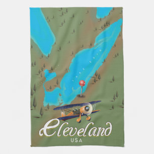 Cleveland, Ohio vintage reisposter print kunst Theedoek