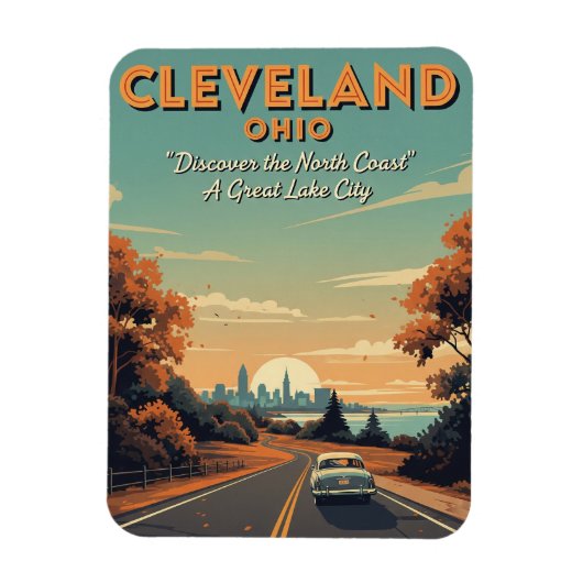 Cleveland Ohio Vintage Travel Magneet (Verticaal)