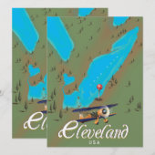 Cleveland,Ohio vintage Travel poster print kunst (Voorkant / Achterkant)
