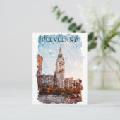 Cleveland Ohio Waterverf City Uitzicht Briefkaart (Staand voorkant)