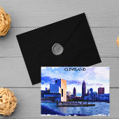 Cleveland Ohio Waterverf Cityscape Uitzicht Briefkaart