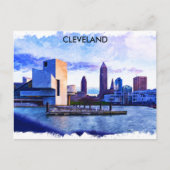 Cleveland Ohio Waterverf Cityscape Uitzicht Briefkaart (Voorkant)