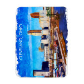 Cleveland Ohio Waterverf Skyline Magneet (Verticaal)