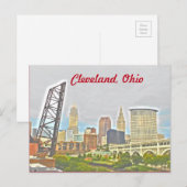 Cleveland, Ohio West Bank Uitzicht Briefkaart (Voorkant / Achterkant)
