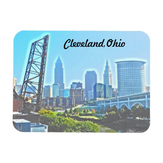 Cleveland Ohio West River Uitzicht Magnet Magneet (Horizontaal)