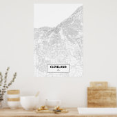 Cleveland, Ohio (zwart op wit) Poster (Keuken)