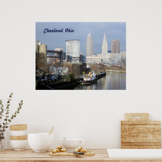 Cleveland, Poster OH (Uitzicht van de rivier) (Keuken)