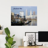 Cleveland, Poster OH (Uitzicht van de rivier) (Thuiskantoor)
