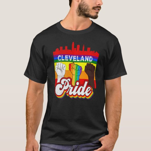 Cleveland Pride Rainbow Gay Pride Vlag LGBT T-shirt (Voorkant)