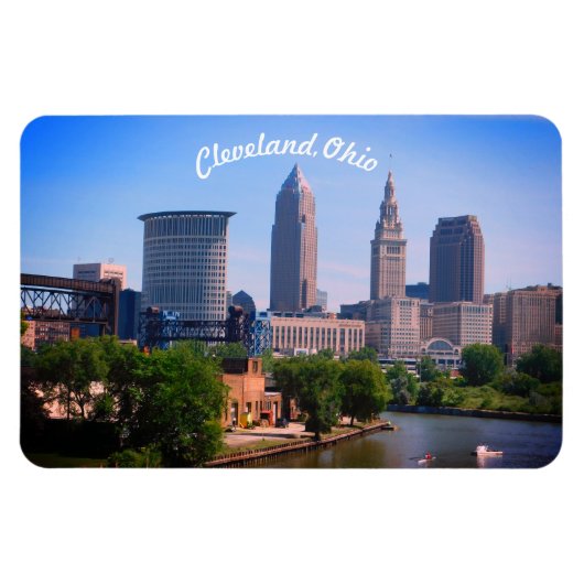 Cleveland River Skyline Fridge Magnet Magneet (Horizontaal)