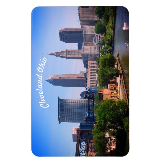 Cleveland River Skyline Fridge Magnet Magneet (Verticaal)