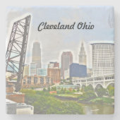 Cleveland River Uitzicht Stenen Onderzetter (Voorkant)