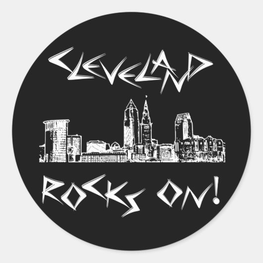 Cleveland Rocks. Ronde Sticker (Voorkant)