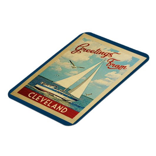 Cleveland Sailboat Vintage Travel Ohio Magneet (Linkerzijde)