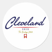 Cleveland Script Ronde Sticker (Voorkant)