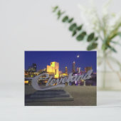 Cleveland script sign at night briefkaart (Staand voorkant)