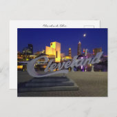 Cleveland script sign at night briefkaart (Voorkant / Achterkant)