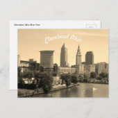 Cleveland Sepia River Skyline Briefkaart (Voorkant / Achterkant)