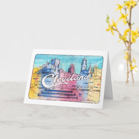 Cleveland Sign ・ North Coast Harbor Folded Card Kaart (Gele Bloem)