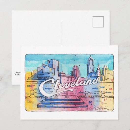 Cleveland Sign North Coast Harbor Postcard Briefkaart (Voorkant / Achterkant)