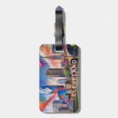 Cleveland Skyline Abstracte kunst Bagagelabel (Achterkant verticaal)