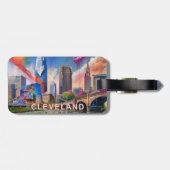 Cleveland Skyline Abstracte kunst Bagagelabel (Achterkant horizontaal)