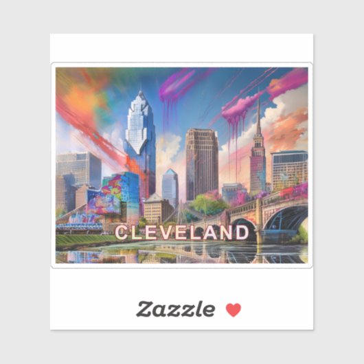 Cleveland Skyline Abstracte kunst Sticker (Vel)