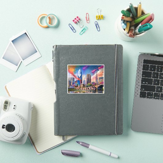 Cleveland Skyline Abstracte kunst Sticker (iPad Cover)
